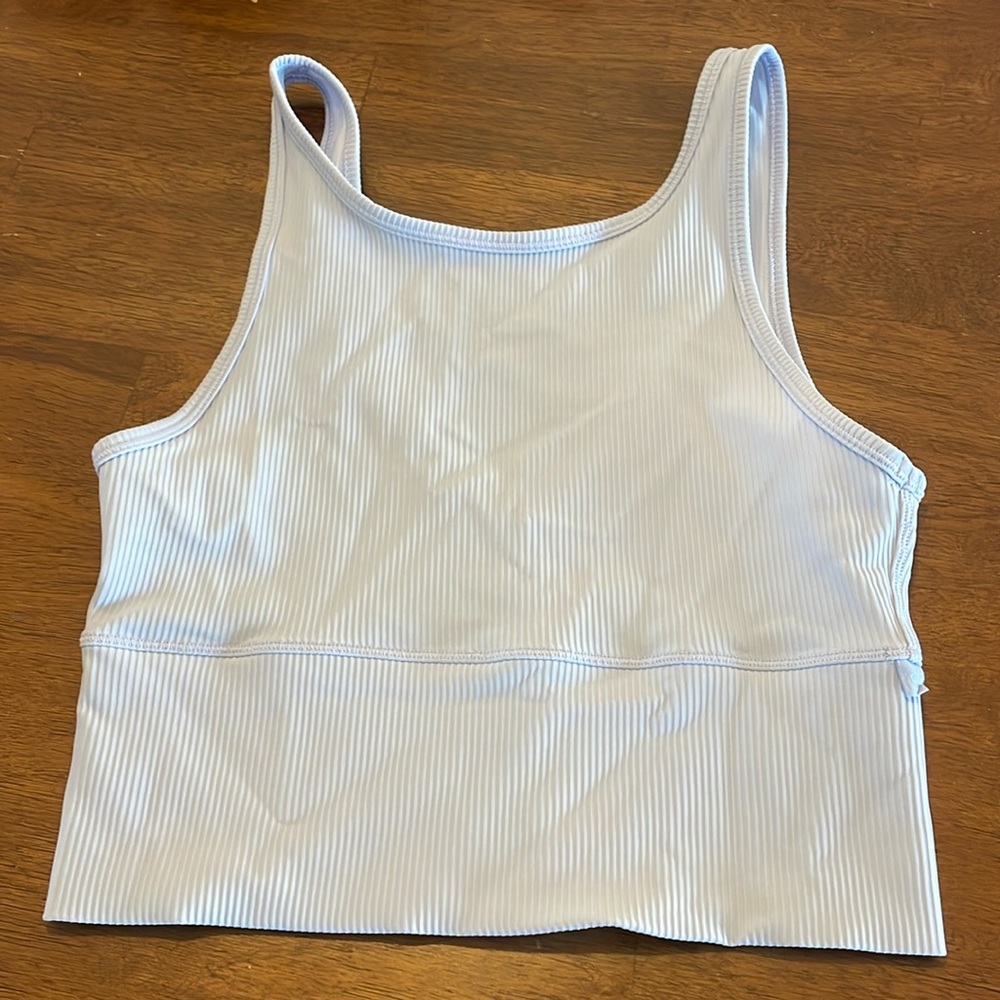 Powder Blue Ribbed Power Pivot Lululemon Top